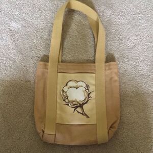 Vintage My Bag Co. Cotton Print Tan Small Tote Bag
